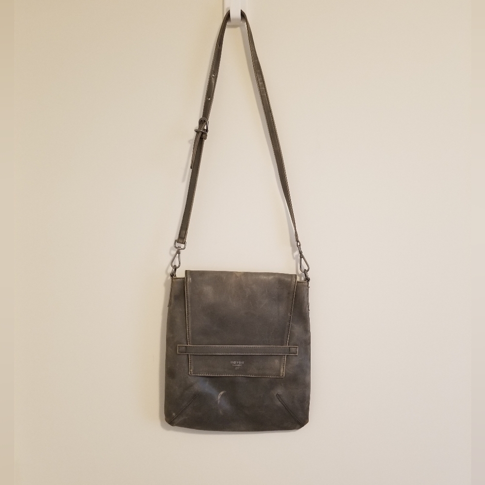 Matt & Nat Gray Vegan Leather Large Crossbody Messenger Bag